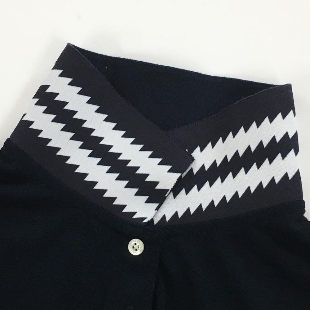 美品】パーリーゲイツ ノースリーブポロシャツ ネイビー×白 稲妻