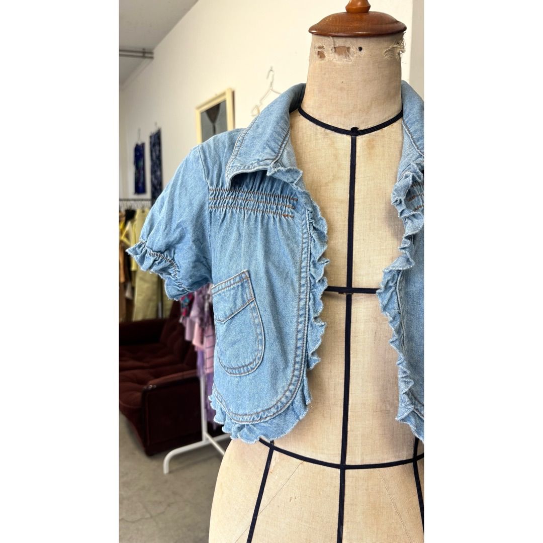 jacket / デニムジャケット 半袖 フリル #a921 森ガール y2k