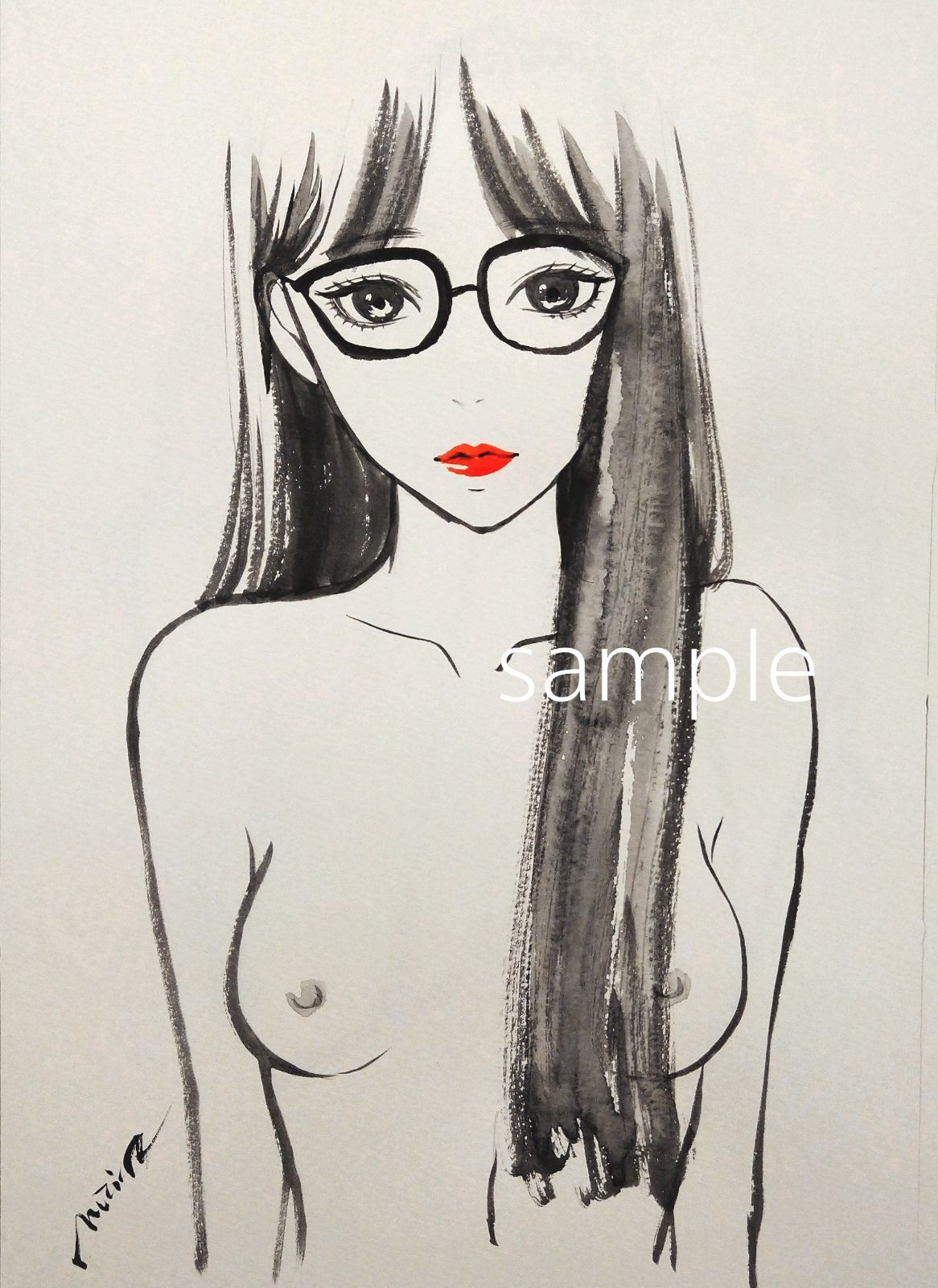肉筆原画 絵画 水彩画 ドローイング ヌード 裸婦画 - メルカリ