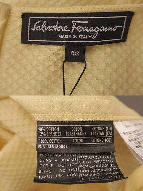 Salvatore Ferragamo|サルヴァトーレフェラガモ|ワンピース|ノースリーブ|イエロー|レディース|サイズ46|