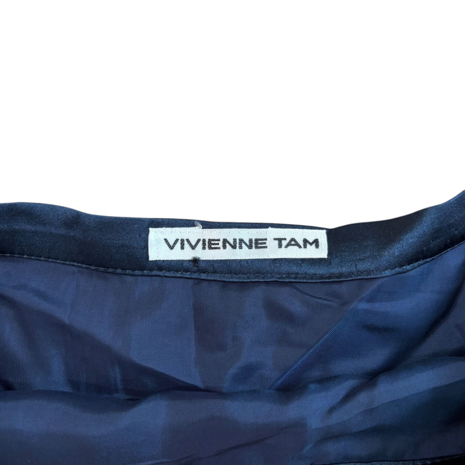 Z1388 VIVIENNE TAM ヴィヴィアンタム シルク フレアスカート ネイビー