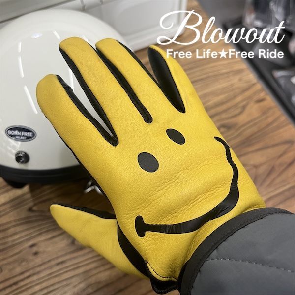 Blowout SMILE スマイル レザーグローブ 本革 皮 手袋 ハーレー