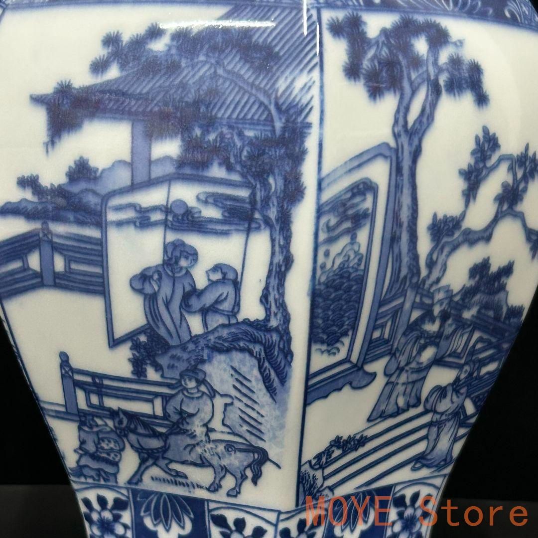 清乾隆青花花?六方将?罐 景徳鎮 陶磁器 装飾品 現代工芸品 オンライン