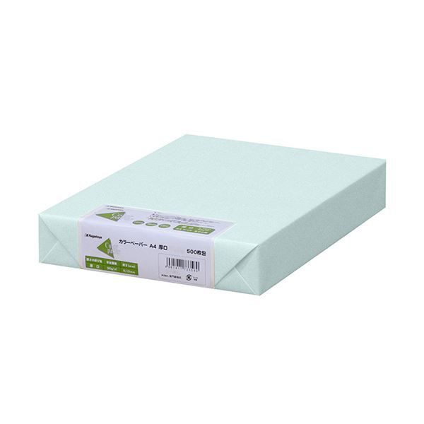 （まとめ）長門屋商店 Color Paper A4厚口 水 ナ-3360 1冊(500枚)