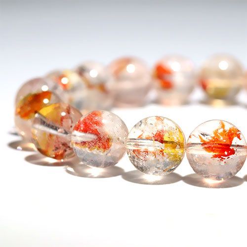 K1985-1〕約10mm 天然オーロラクオーツ 錦鯉 金魚 ブレスレット