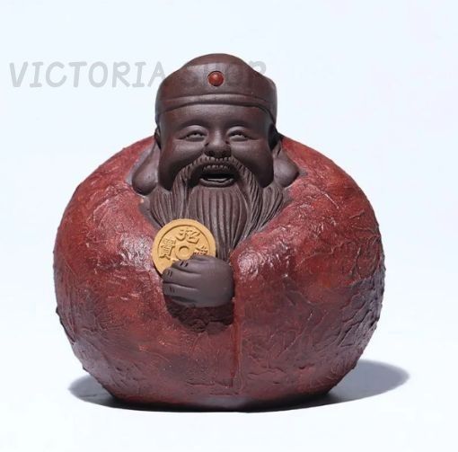 新品・未使用】富の神 仏像 紫砂 赤 レッド 置物 オブジェ 玄関 新品・未使用】富の神 仏像 紫砂 赤 レッド 置物 オブジェ 玄関