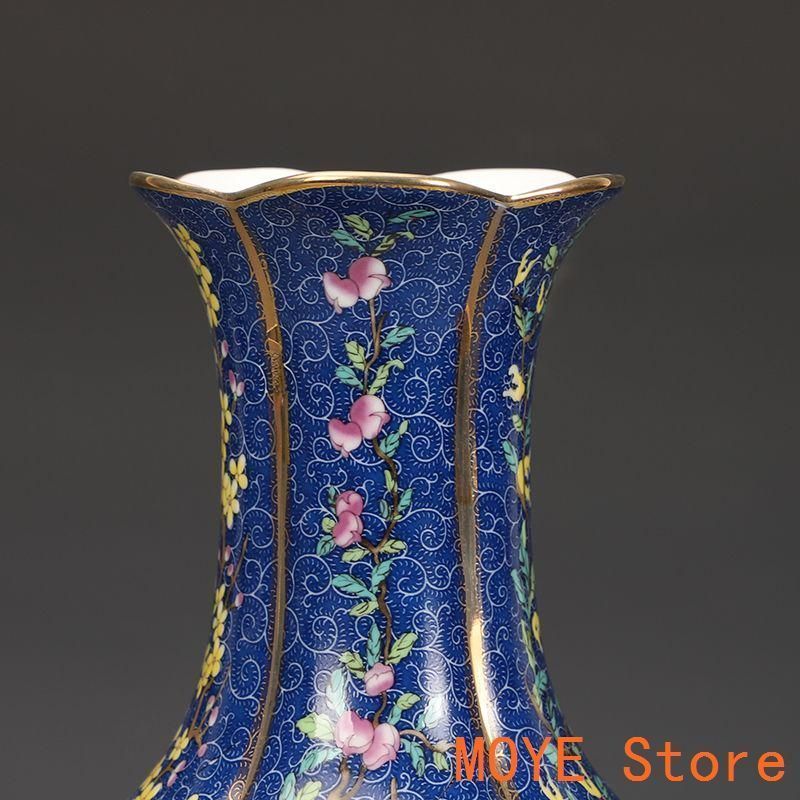 乾隆磁器琺瑯彩花果紋花口瓶 景徳鎮 陶磁器 装飾品 現代