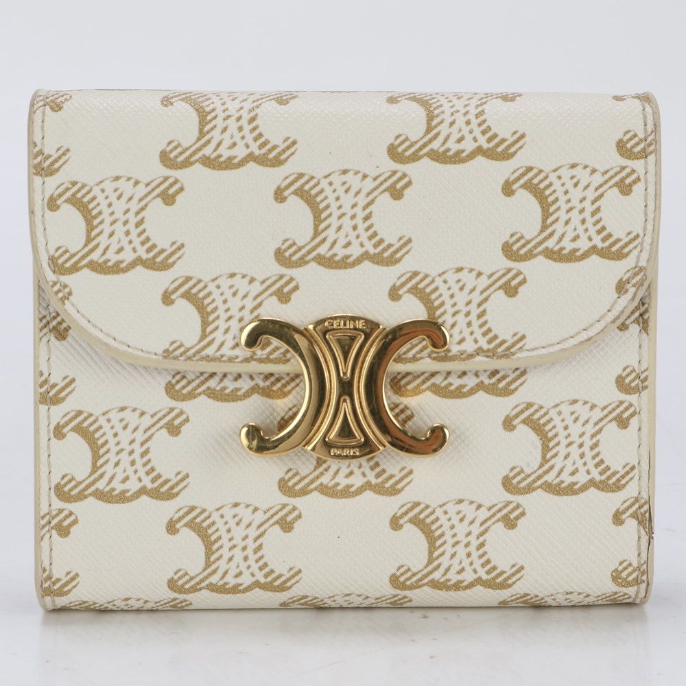 美品 セリーヌ スモールウォレット トリオンフ レザー 三つ折り 財布  