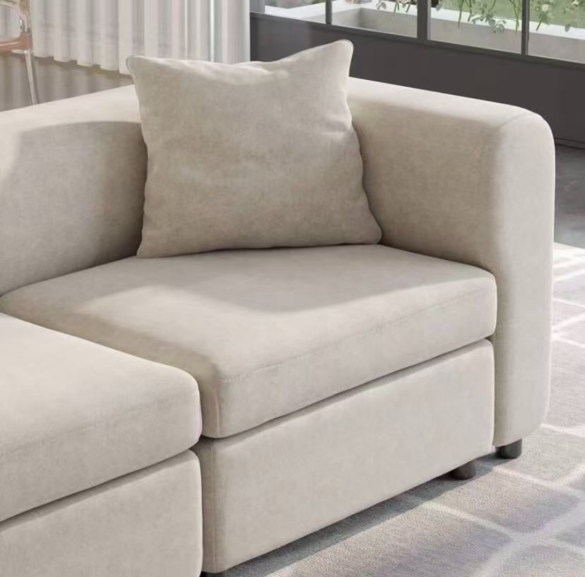 【送料無料】＋【高品質】! natural sofa 収納式フットレスト付きベ-ジュソ3人掛けソフア