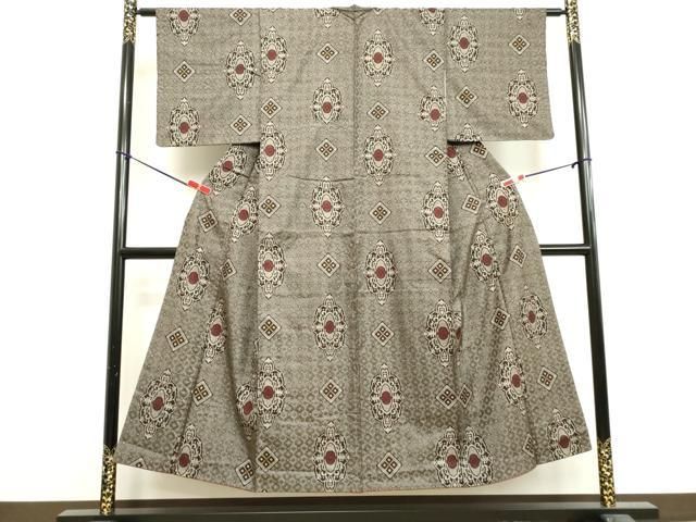 平和屋着物○本場大島紬 龍郷絣 花菱文 正絹 逸品 DAAU0607tw