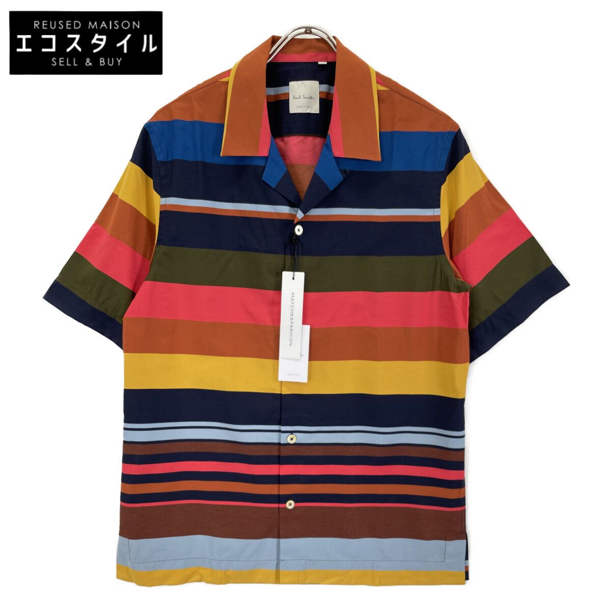 PaulSmith ポールスミス ﾏﾙﾁｶﾗｰ 905U G01460 ｽﾄﾗｲﾌﾟ ｵｰﾌﾟﾝｶﾗｰｼｬﾂ S