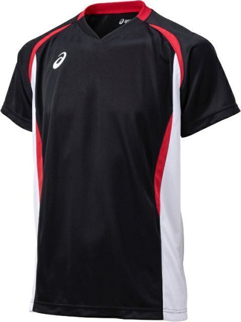 asics アシックス GAMESHIRTSHS ブラツクxホワイト XO XW1325 9001 | スポーツ バレーボール メンズ レディース バレーボールウェア ウエア トップス ホワイト 白 ブラック 黒 XO ゲームシャツ シャツ 半