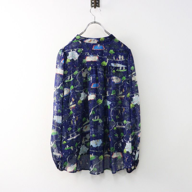 美品 フランシュリッペ franchelippee メダリストブラウス M/ネイビー 