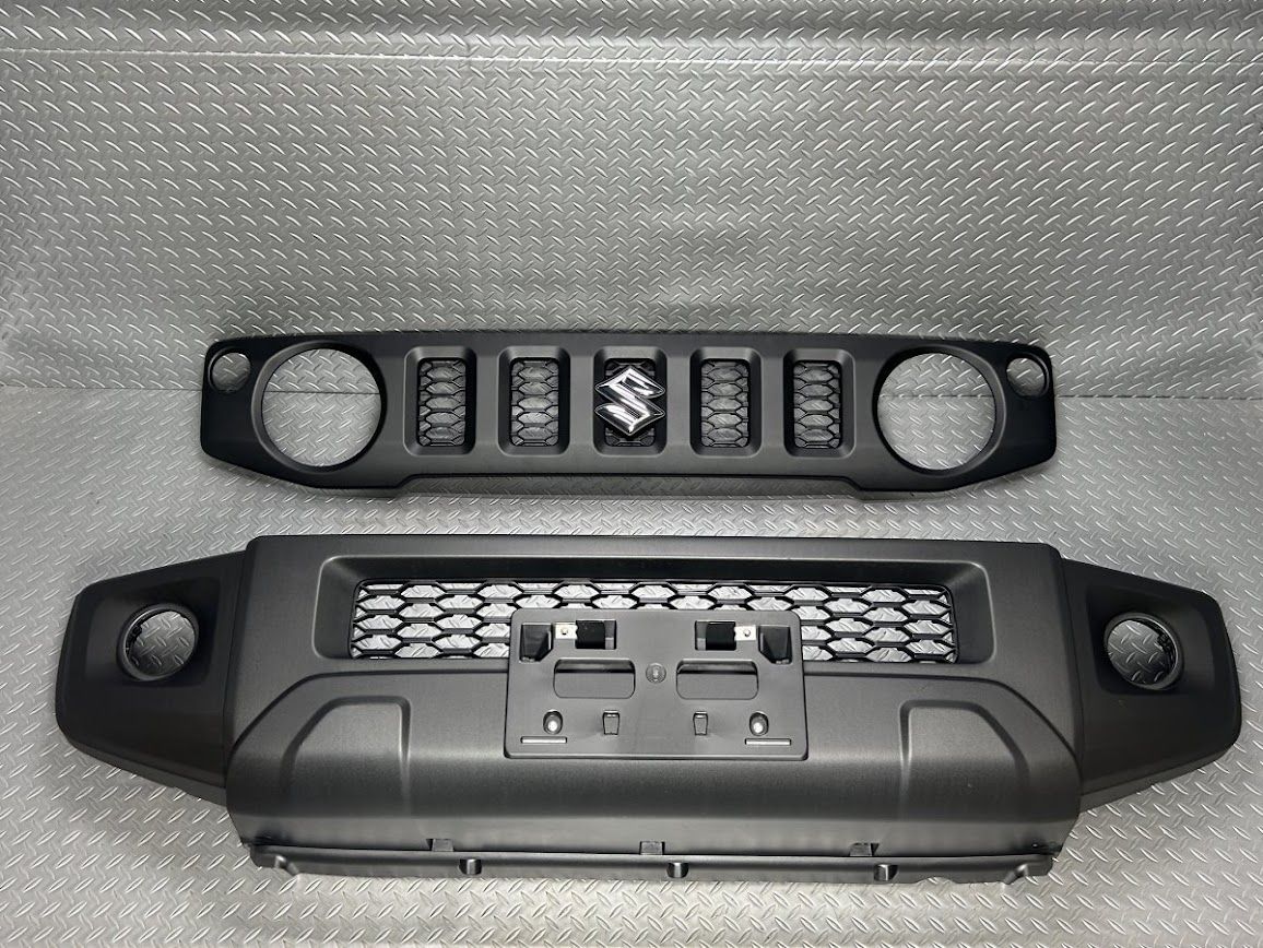新車外し JB74W ジムニーシエラ 純正 フロントバンパー フロントグリル セット 素地 黒|ブラック 品番71711-78R|72111-78R0 25030157