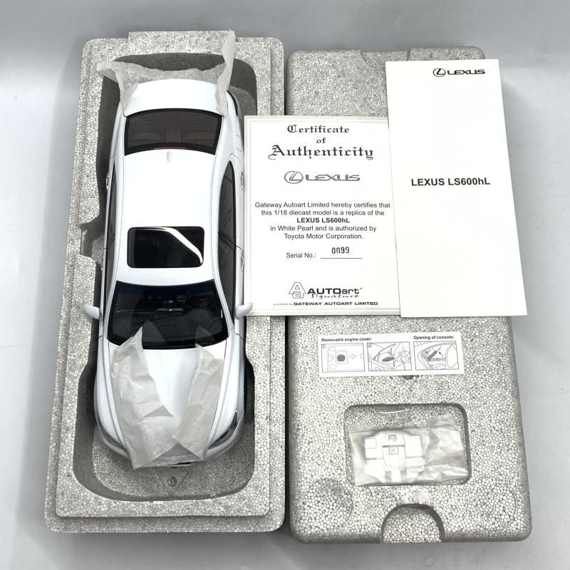 AUTOart - 【中古】AUTOart 1/18 レクサス LS600hL(ホワイトパールクリスタルシャイン/ブラック) ミニカー[10][240010443843] AUTOart - 【中古】AUTOart 1/18 レクサス LS600hL(ホワイト