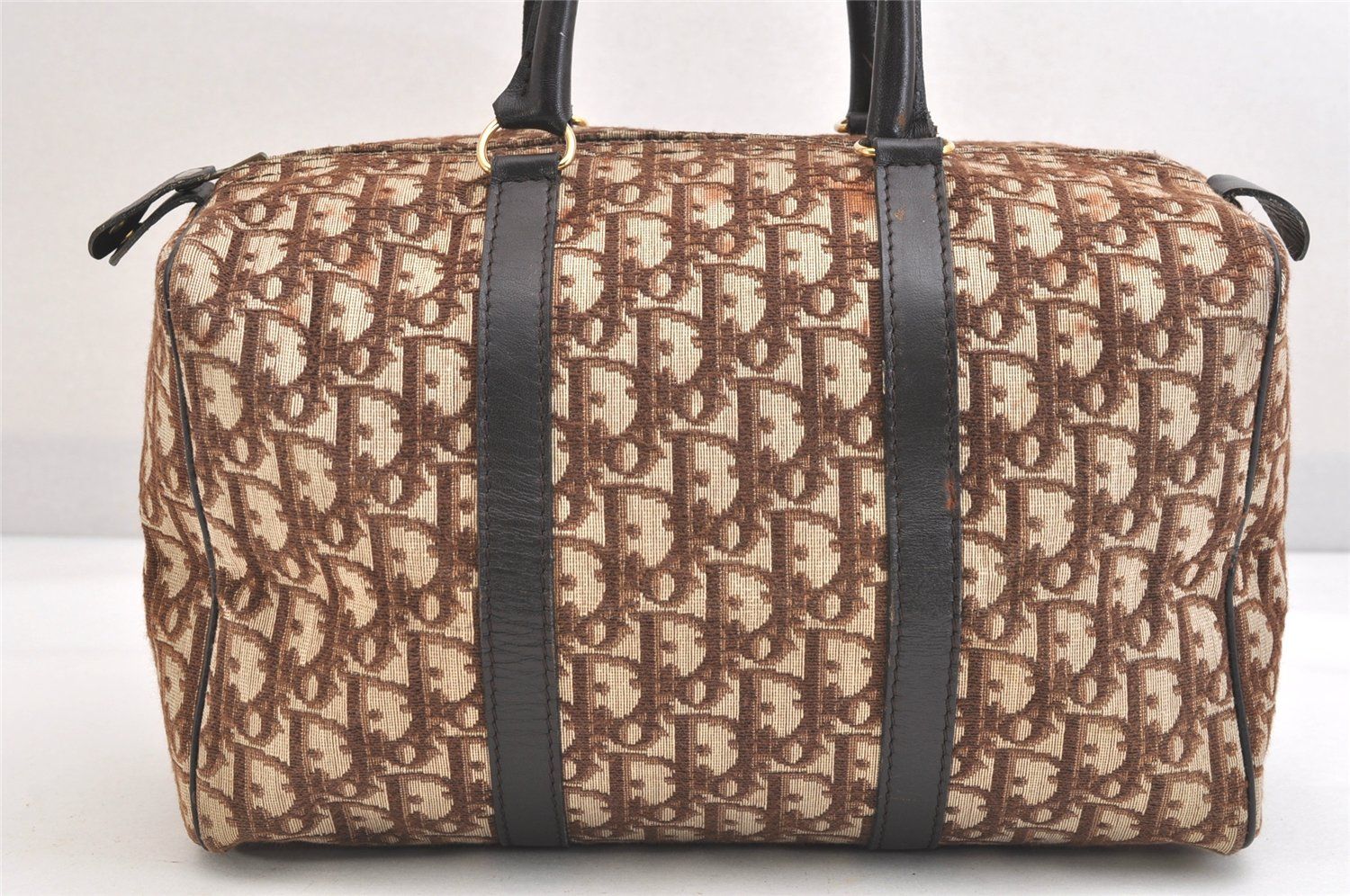 Christian Dior ディオール トロッター ボストンハンドバッグ キャンバス レザー ブラウン 2431N