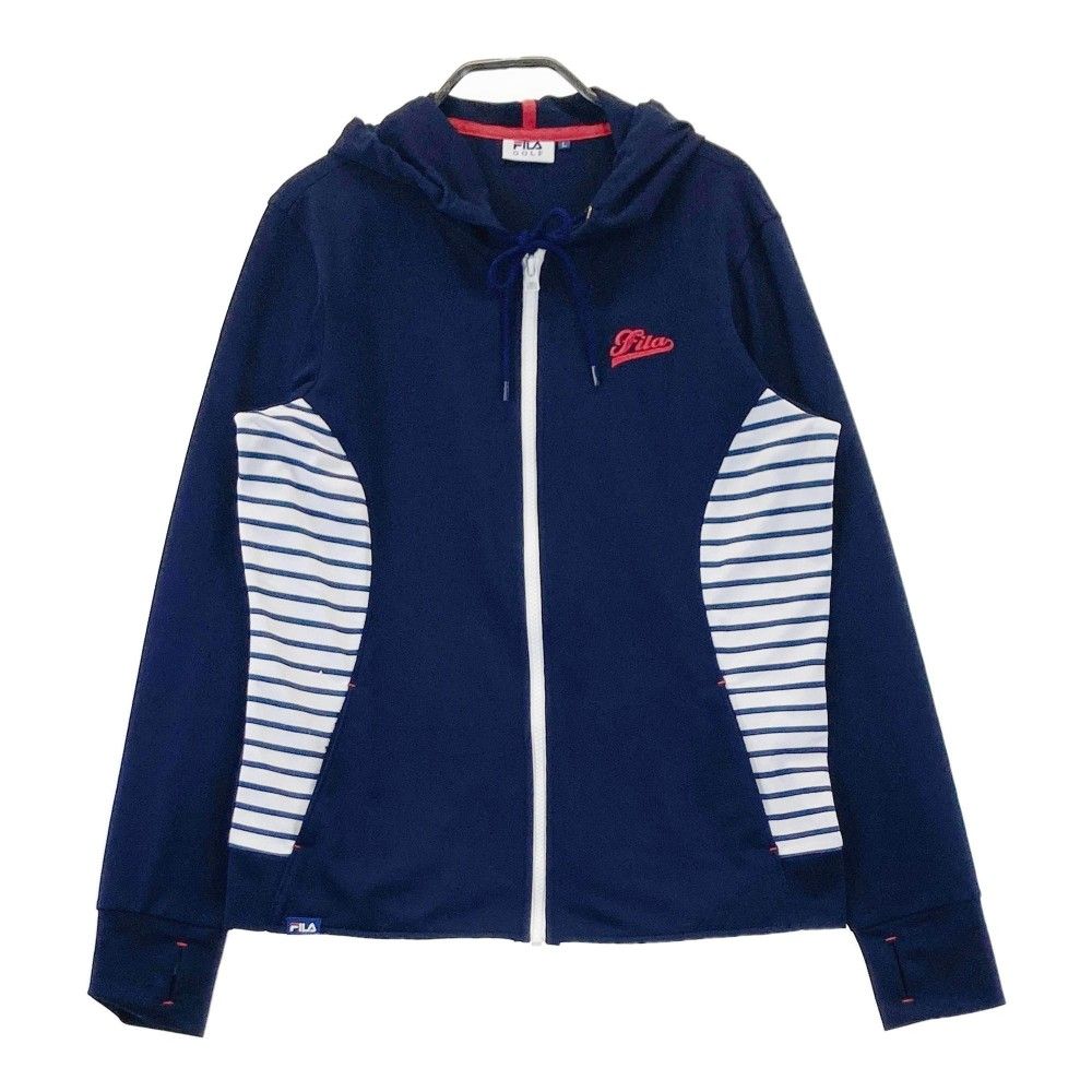 サイズ：L FILA GOLF フィラゴルフ  ジップパーカー ボーダー柄 ネイビー系 [240101321946] ゴルフウェア レディース ストスト