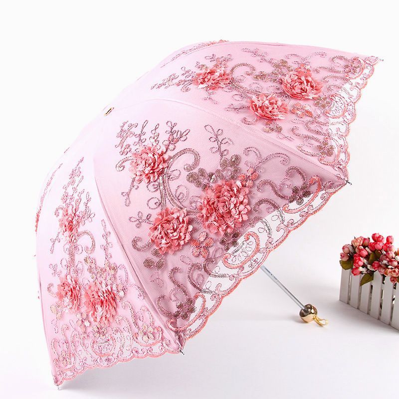 刺繍日傘 雨傘 レース 日傘 折りたたみ傘 UPF50+ レディース