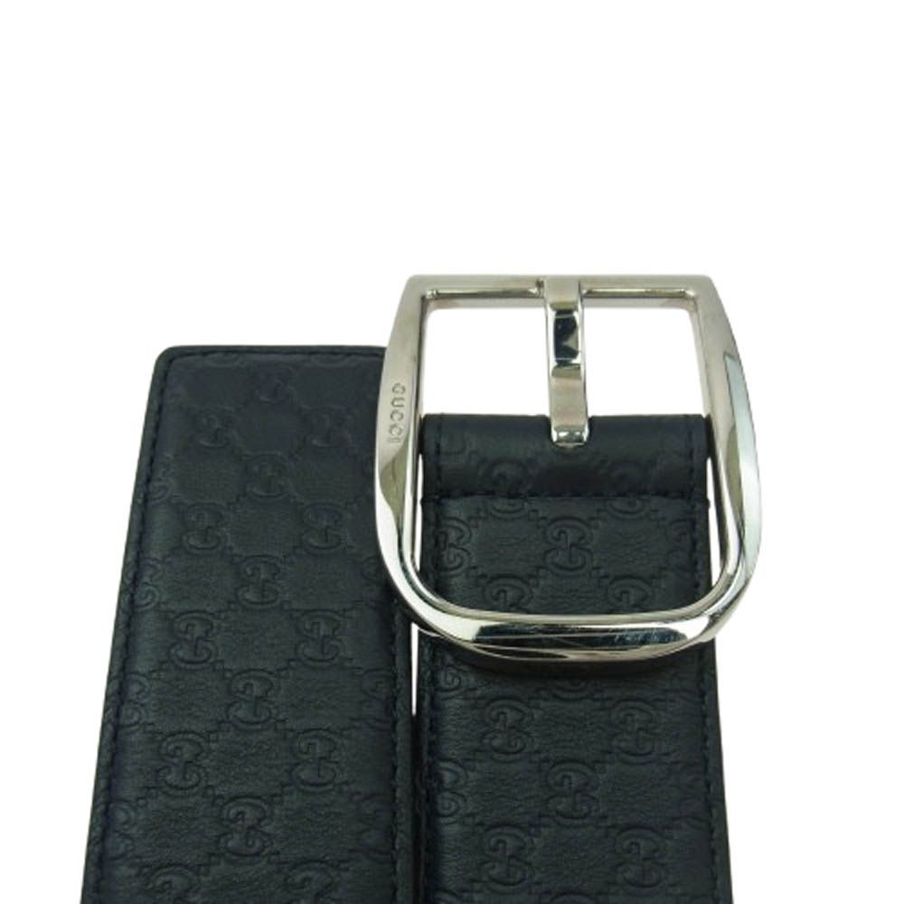 GUCCI グッチ 449716 BMJ 0 N マイクロ シマレザー ベルト ブラック系
