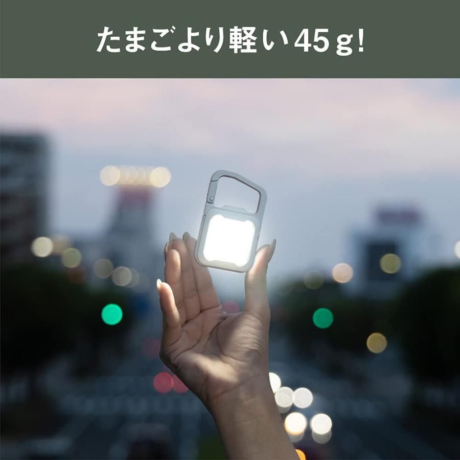 ムサシ(MUSASHI) 充電式 ぴかり MINI LIGHT ダスティブルー 防犯 防水仕様 強力ライト 明るさ3段階調整 フラッシュ点灯 カラビ