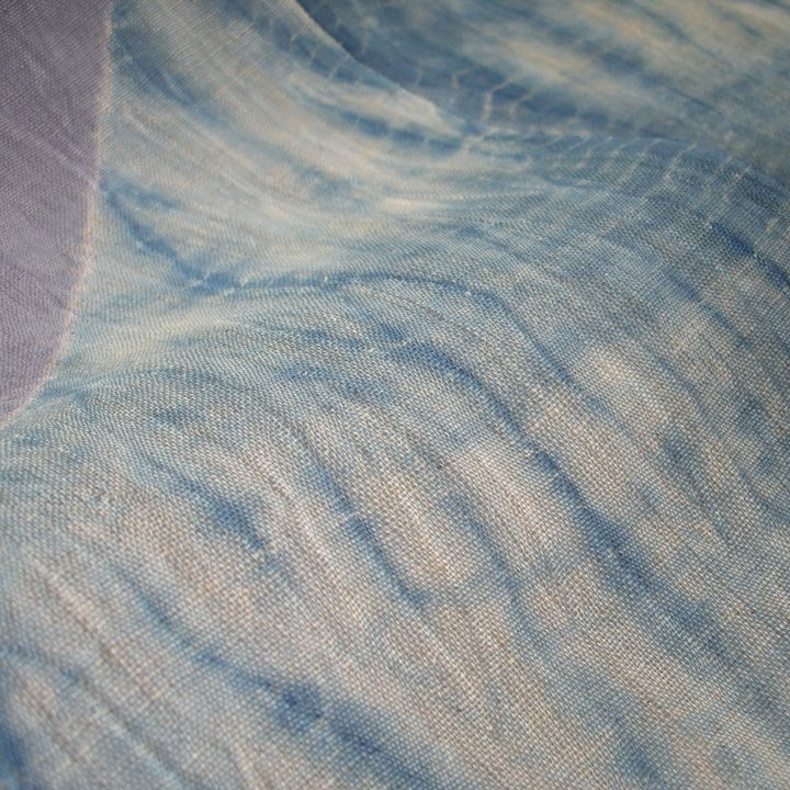 のれん 麻 四角 青藤色 絞り 手染め 和風モダン 90×120cm NEXPOTALLINN_EU