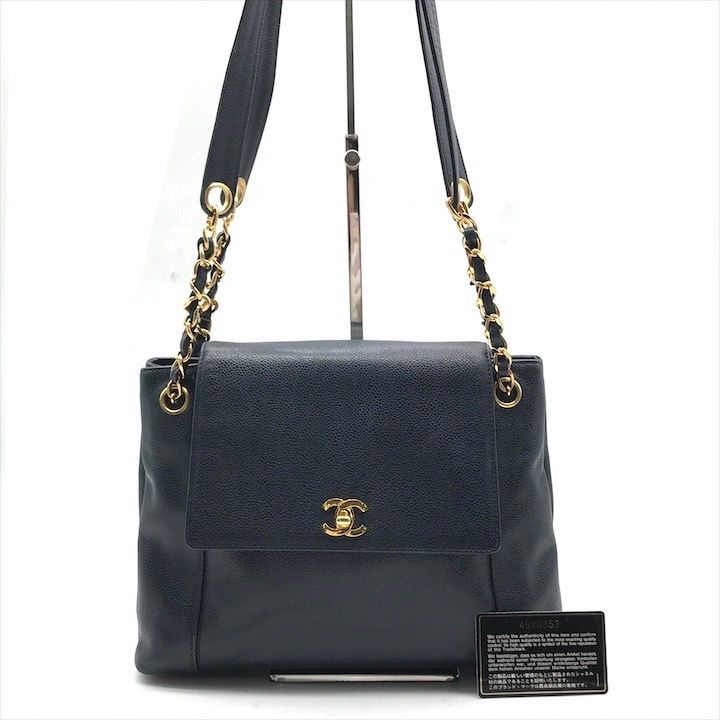 美品 CHANEL シャネル ココマーク キャビアスキン レザー ターンロック 