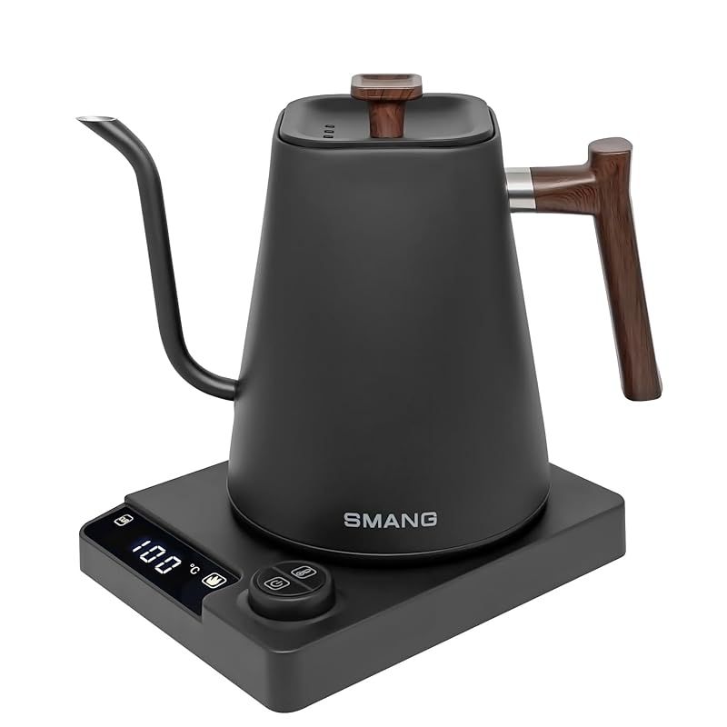 電気ケトル 温度調節 コーヒーケトル 1.0L 1200W 1℃単位温度設定|24時間保温機能付き|ドリップタイマー機能|空焚き防止機能|オートパワオフ|PSE認証済み ドリップケトル 細口 コーヒーポット コーヒー お茶 記念日 クリスマス プレゼント 1