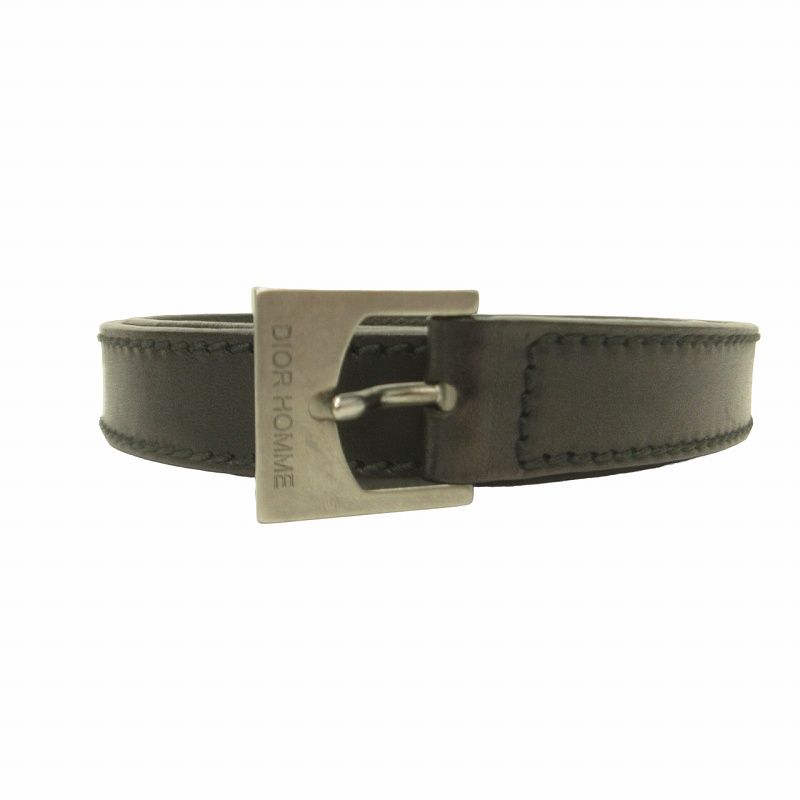 ディオールオム Dior HOMME ナロー ベルト ロゴ刻印 レザー 皮革 黒 