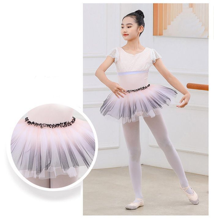 バレエ レオタード 子供 2点セット きらきら チュール レース チュールスカート スカート フレアスカート 上下セット 子ども ジュニア キッズ こども おしゃれ レッスン 練習着 シンプル 可