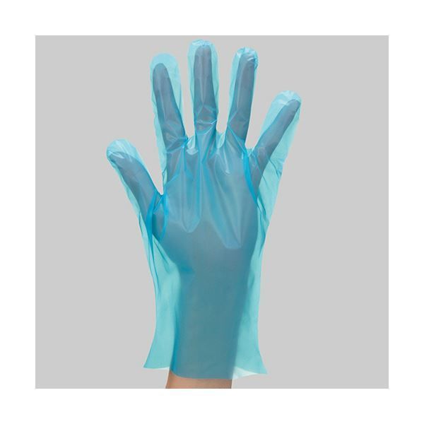 〔まとめ〕 川西工業 ポリエチレン手袋 2019 外エンボス ブルー L 1セット 1000枚 100枚×10箱 〔×3セット〕 使い捨て手袋