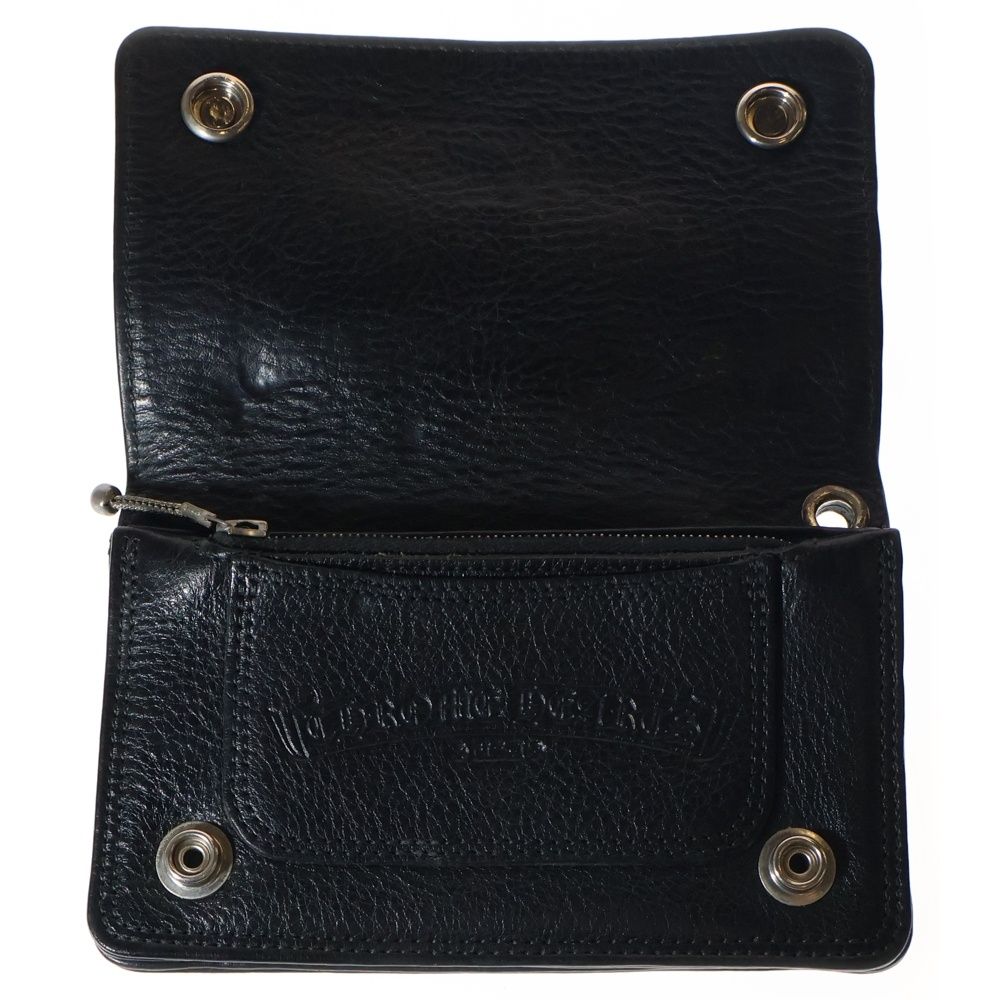 クロスパッチクロスボタンレザー財布 ブラック