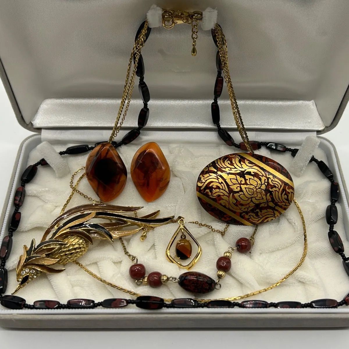 【遺品整理】アクセサリーセット(18kネックレス、イヤリング、ブローチ） 遺品整理 生前整理 ヴィンテージ アクセサリーまとめ売り