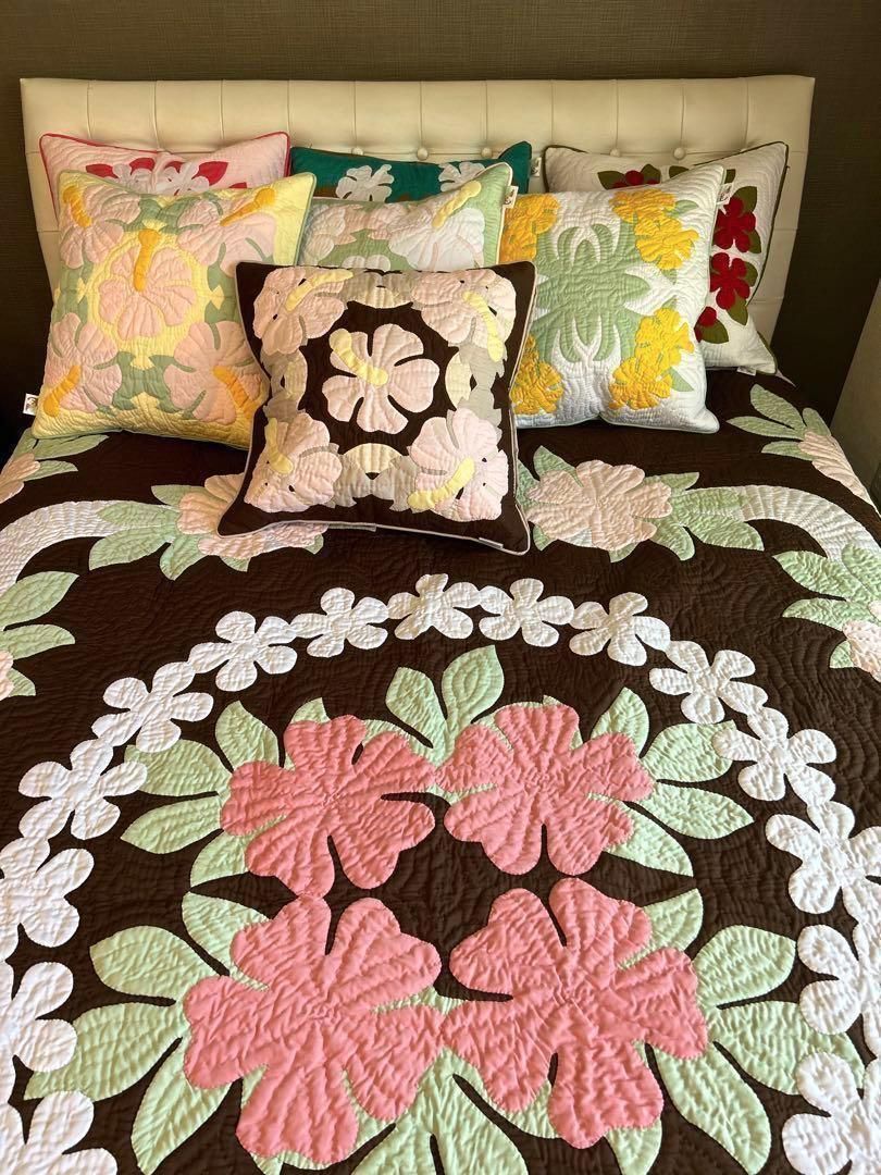 正規品＞高級ベッドカバー♡ダブル♡フラワーレイ♡ブラウン