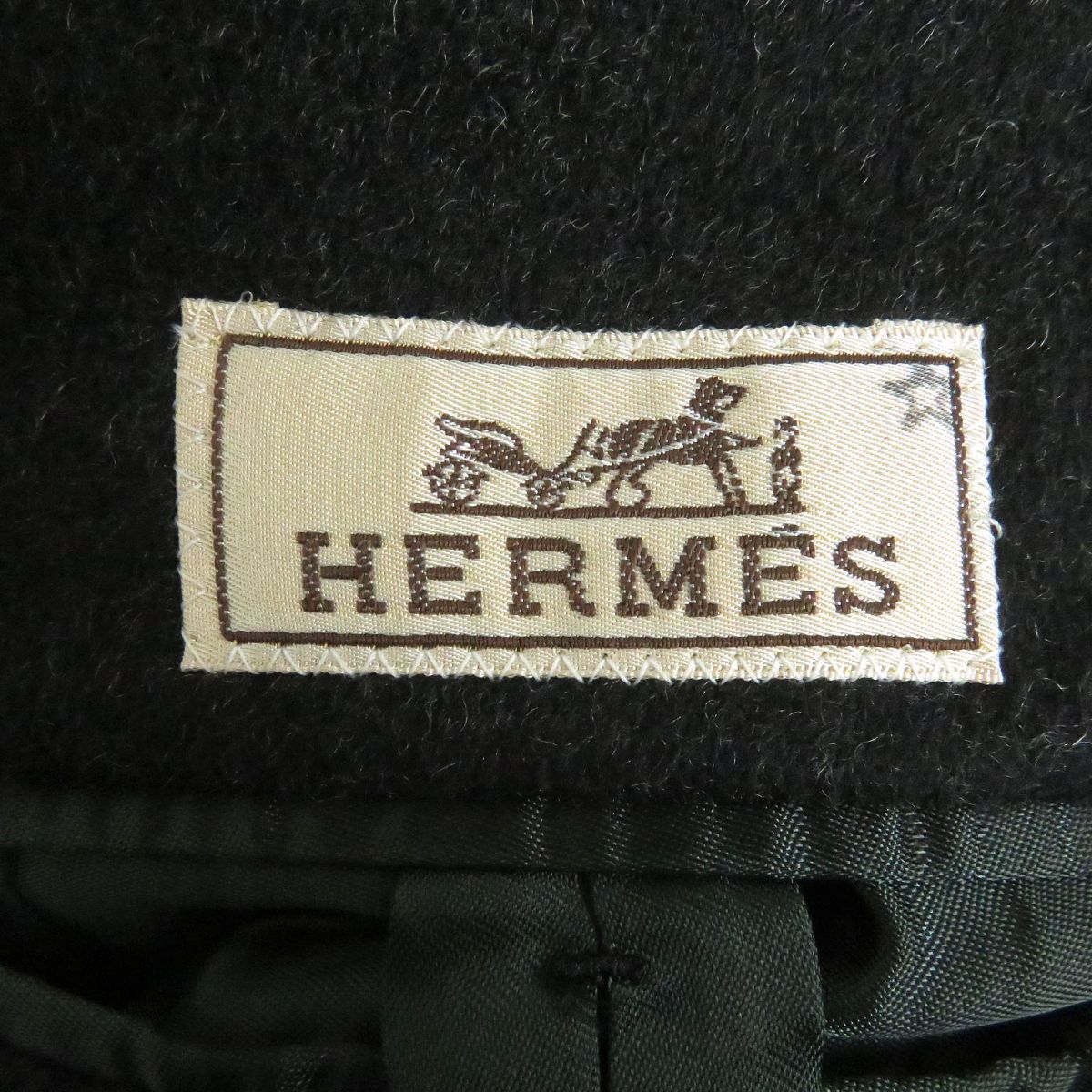 極美品□HERMES/エルメス フライフロント 無地 カシミヤ96％ ステン