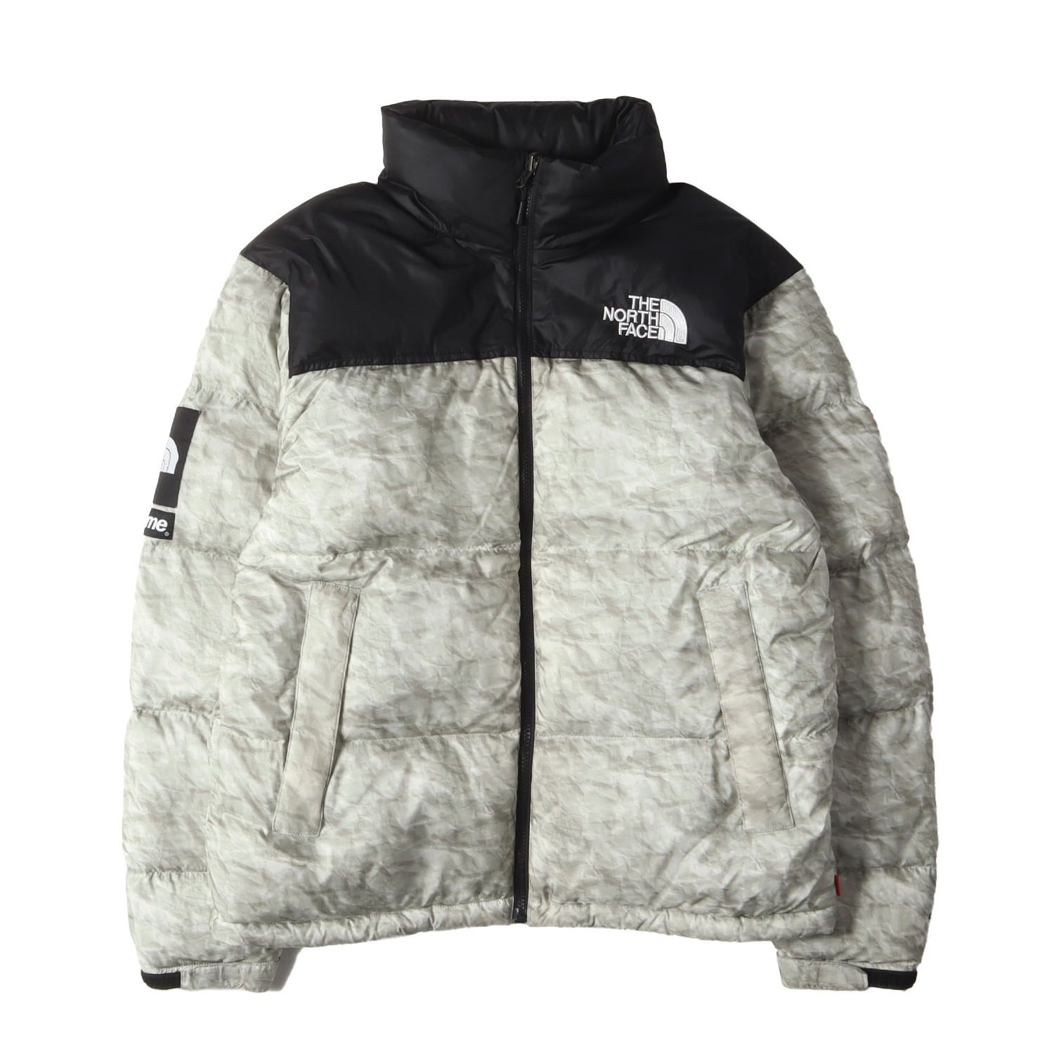 美品 Supreme シュプリーム ジャケット サイズ:M THE NORTH FACE ペーパープリント ヌプシ ダウンジャケット (Paper Print Nuptse Jacket) ペーパー アウター ブルゾン 上着 コラボ【メンズ】