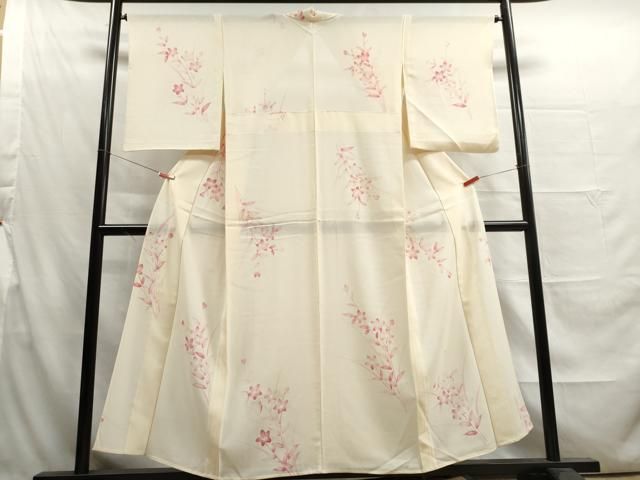 平和屋着物▽小紋 単衣 更紗花蝶文 洗える着物 DAAU6382sf