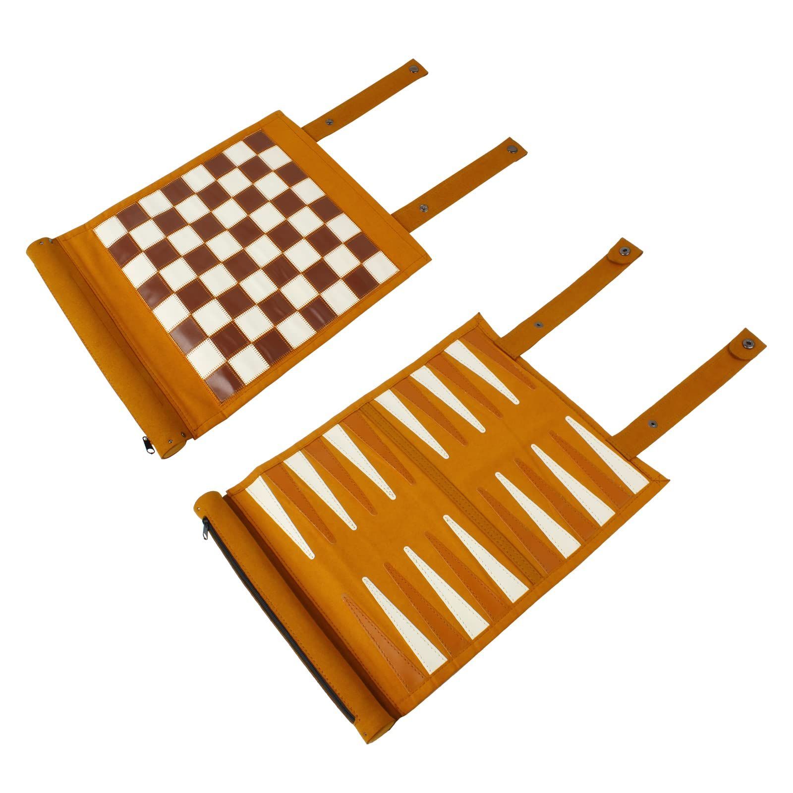 両用 - ブラウン Andux 丸めて 両用 チェスセット バックギャモン ボードゲーム マイクロファイバー ポータブル PGSLQ-01(ブラウン)