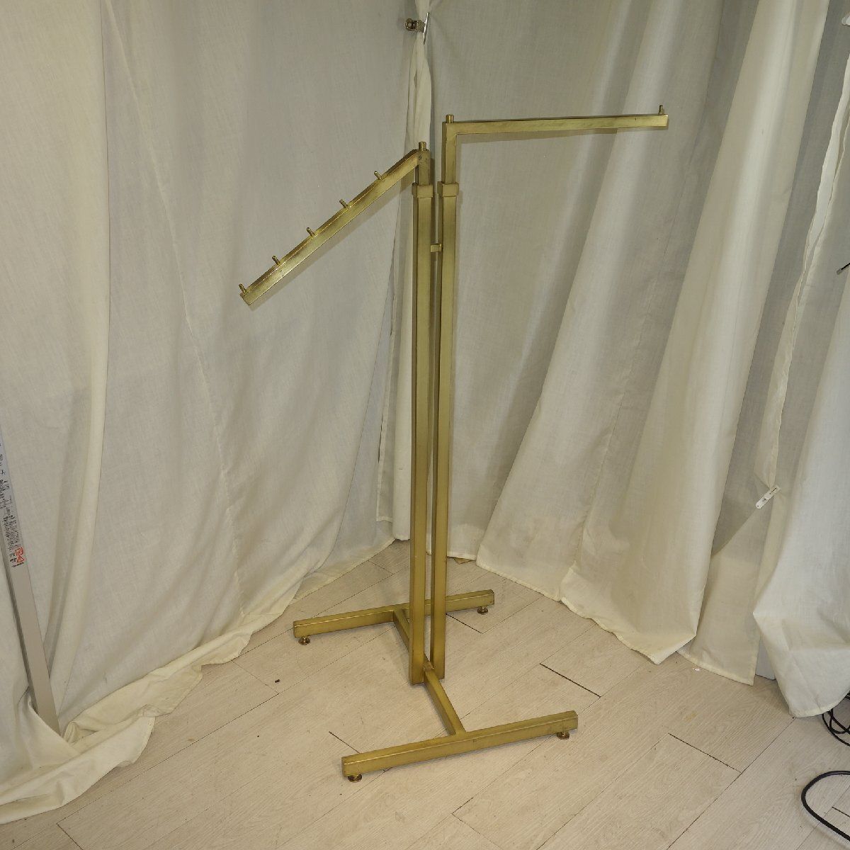 2WAYハンガーラック T字ラック アンティークゴールド アパレル 店舗 什器 高さ調節 展示 キズ有 M214