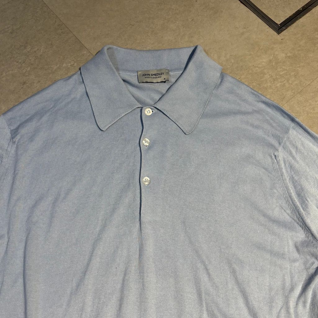 JOHN SMEDLEYジョンスメドレーの半袖ニットポロシャツ Sサイズ グレー
