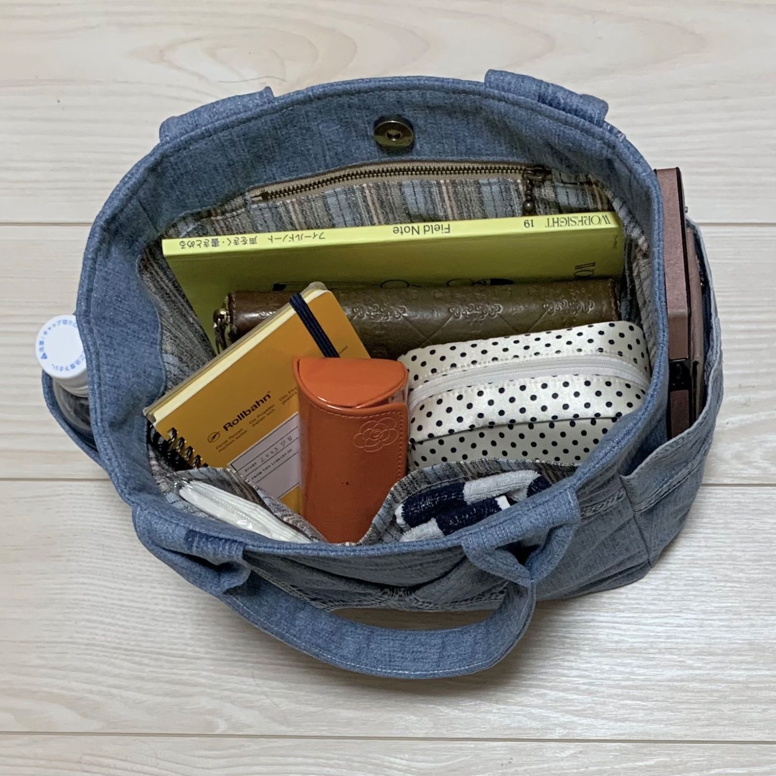 ハンドメイド】 デニムシャツ リメイク トートバッグ No.26