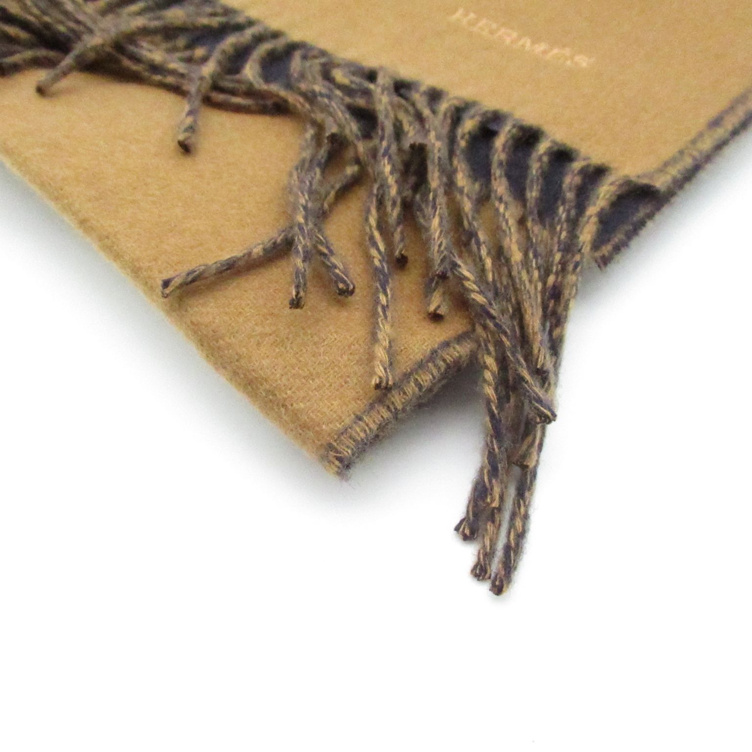 エルメス カシミヤマフラー 《レクトヴェルソ》キャメル/マリン