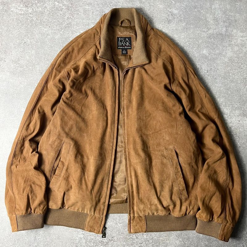 90s Jos.A.Bank サテン ライナー付き 本革 スエード レザー ジャケット 