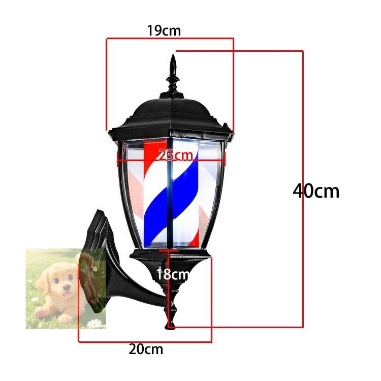 バーバーポール LED 理髪店ポール ライトポーチスタイル ヘアーサロン理容室オープンサイン回転赤白青のLEDストリップをスピニング
