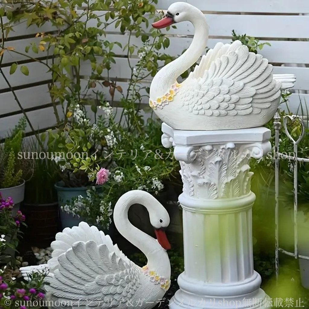 アニマル ホワイト ガーデンオブジェ プランター 白鳥 植木鉢 鳥 置物 ヴィンテージ調 エレガント ガーデニング 雑貨 ガーデン雑貨 ガーデンインテリア ガーデン インテリア 庭の装飾 お洒落 おしゃれ 4-7