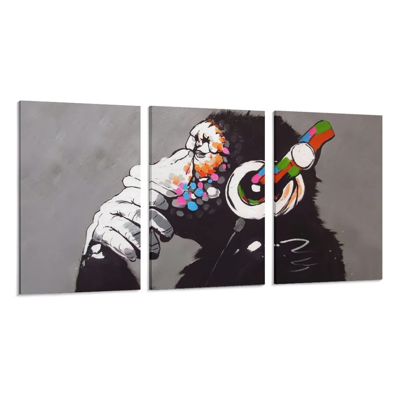 在庫セール】現代 インテリア 壁飾り 壁アート 壁掛け 絵 フレーム装飾画 キャンバスアート おしゃれ アートフレーム アートパネル チンパンジー  モダンアート Banksy バンクシー 壁アート(40x60cmx3pcs) ポスター 音楽を聴いている猿 - メルカリ