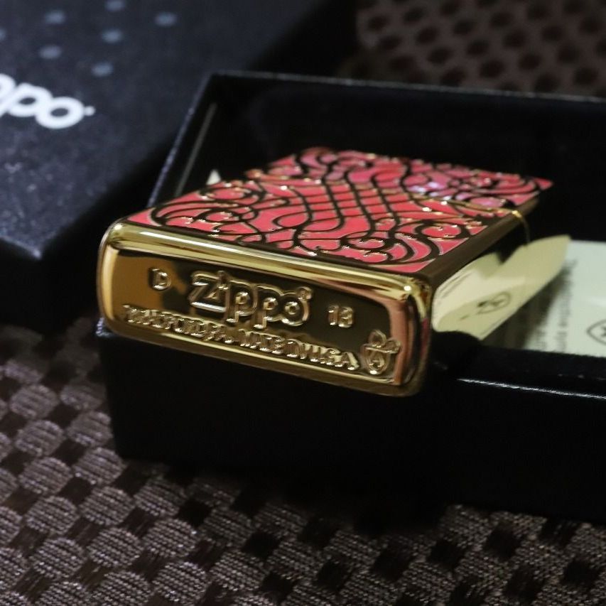 Armor ZIPPO アラベスク ピンクシェル アーマージッポー キラキラ 金 ...