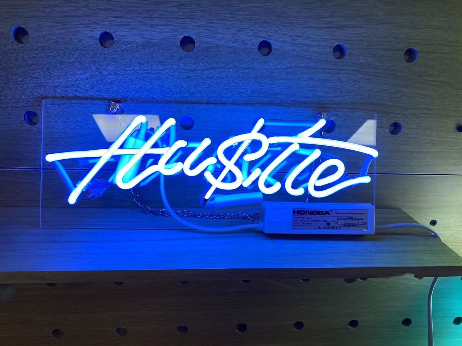 オリジナル　ブルー　LED ネオン管　Hustle 看板 壁掛け インテリア オリジナル ブルー LED ネオン管 Hustle 看板 壁掛け インテリア