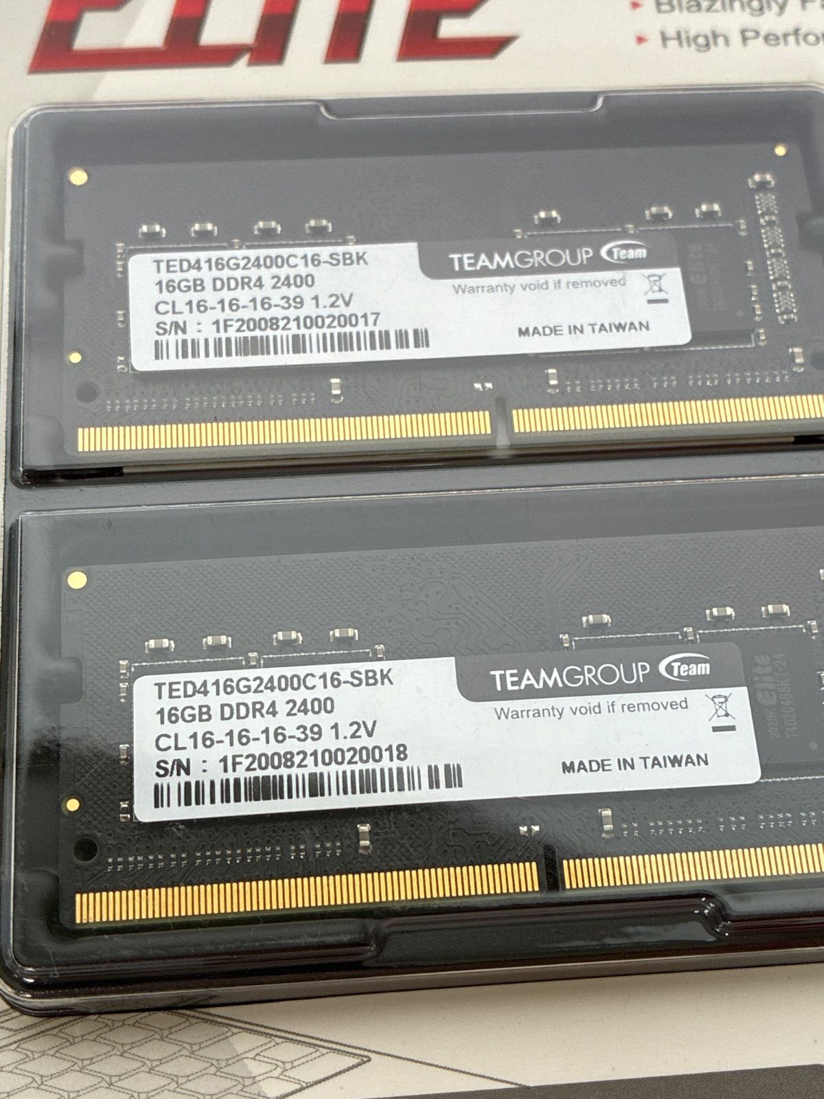 TEAM ELite DDR4 2400 16GB 2枚入り