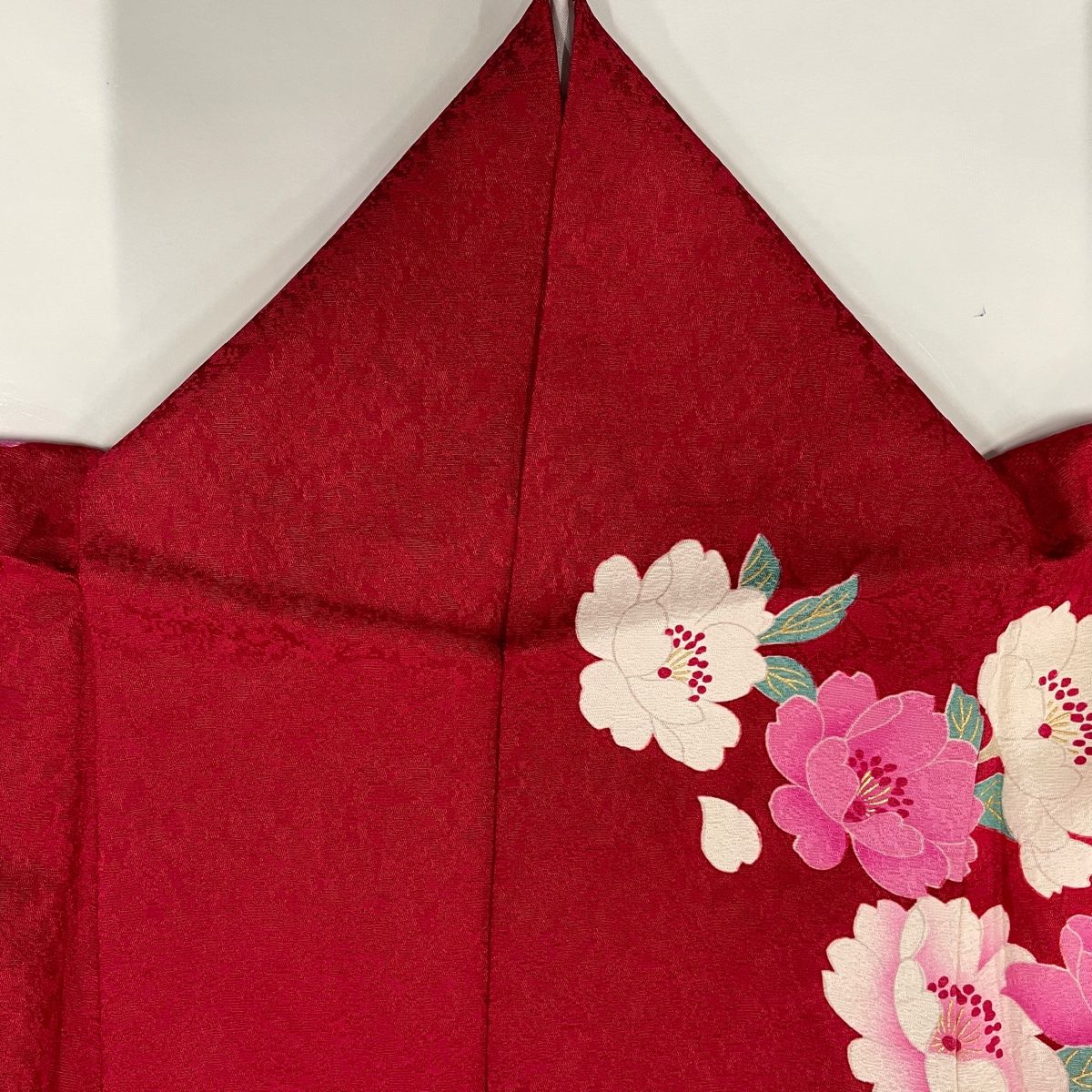 振袖 身丈172.5cm 裄丈66.5cm M 袷 菊 桜 刺繍 箔 赤 正絹 美品 名品 