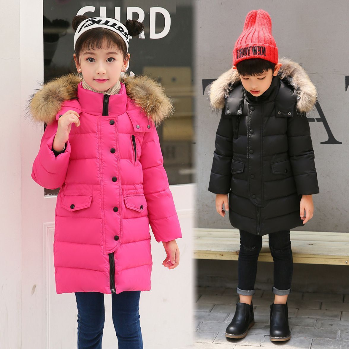 ダウンコート 子供服 女の子 男の子 ダウンジャケット ロング ファー付き フード 通学 キッズ服 防寒 秋冬 ジュニア アウター 冬 通園 キッズジャケット 6色
